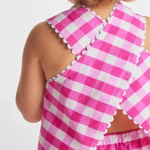 JACADI PARIS Baby Girl Gingham Shorts Set- Pink & White/ Size 6 Months - Picture 4 of 9